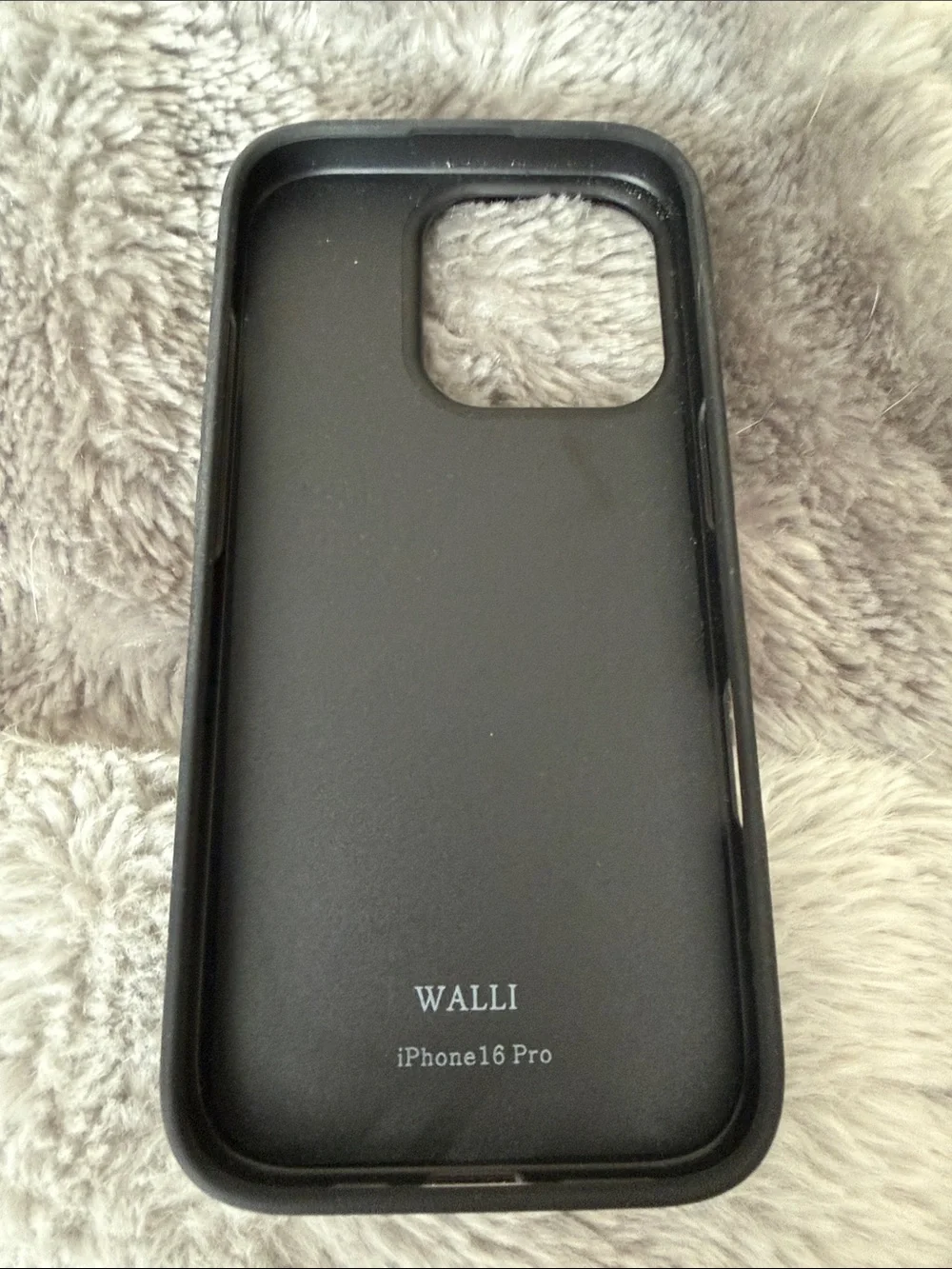 Black Phone Case with Brown Checker Accent and Hand Strap